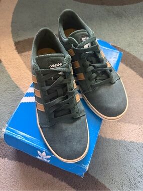adidas Green Canvas Sneakers with Tan Stripes